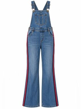 Y2K Denim Overalls Side Stripe Flare Dungarees On S’en Fout Des Garçons 16